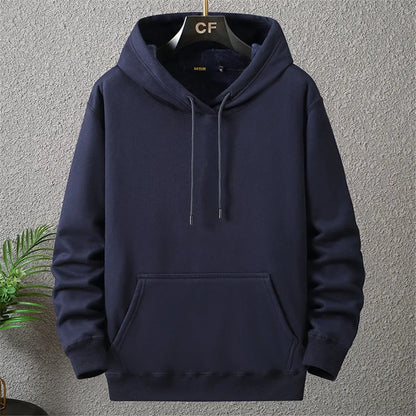 Giacca con cappuccio da uomo di grandi dimensioni con cappuccio a maniche lunghe, spessa, calda, foderata in pile, felpa maschile casual invernale L- 12XL