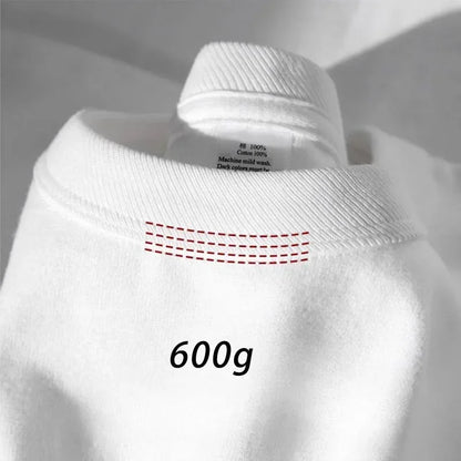 Camiseta -600g Camiseta masculina de manga curta grossa de algodão puro resistente - alta qualidade