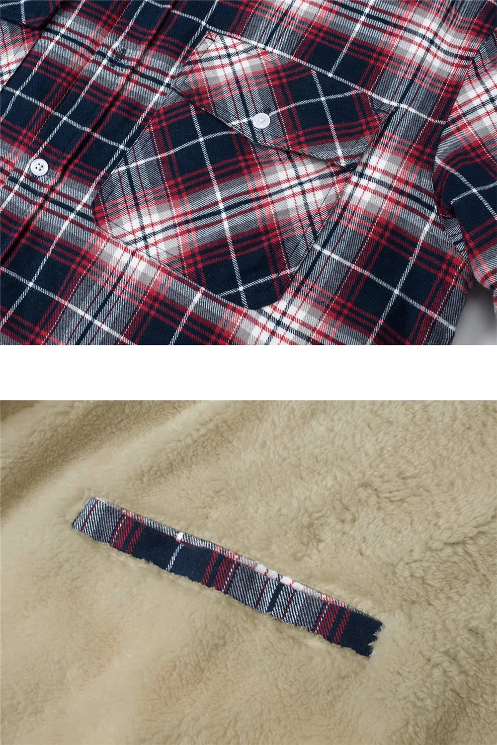 MIAMI TAC - Men’s Fleece Lined Flannel Jacket – Plaid Cotton Winter Coat