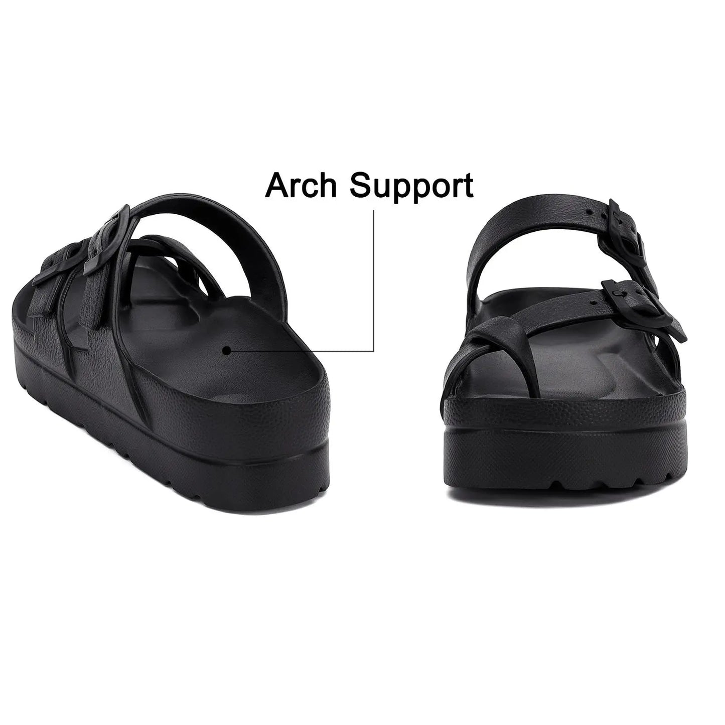 Sandálias femininas plataforma verão praia à prova d'água sandálias moda arco suporte almofada slides luz suave eva sapatos planos