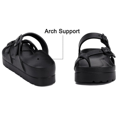 Sandálias femininas plataforma verão praia à prova d'água sandálias moda arco suporte almofada slides luz suave eva sapatos planos