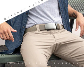 Sports Elastic Tactical Belt – Automatic Metal Buckle, Stretch Nylon Military Unisex Belt (115–150CM)