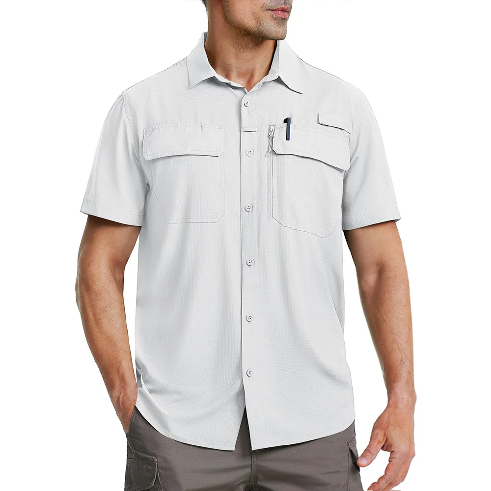 MIAMI TAC - Camicia da uomo ad asciugatura rapida - UPF 50+ & Rete traspirante - Escursionismo, pesca, campeggio, lavoro o casual