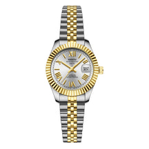 Reloj de mujeres de acero inoxidable impermeable de Miami Express-Dial luminoso, pantalla de fecha, movimiento de cuarzo