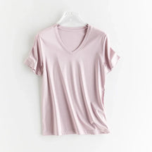 T-shirt en soie et en coton mercerisé - Expérience de douceur soyeuse et de style sophistiqué - disponible en V et cou rond