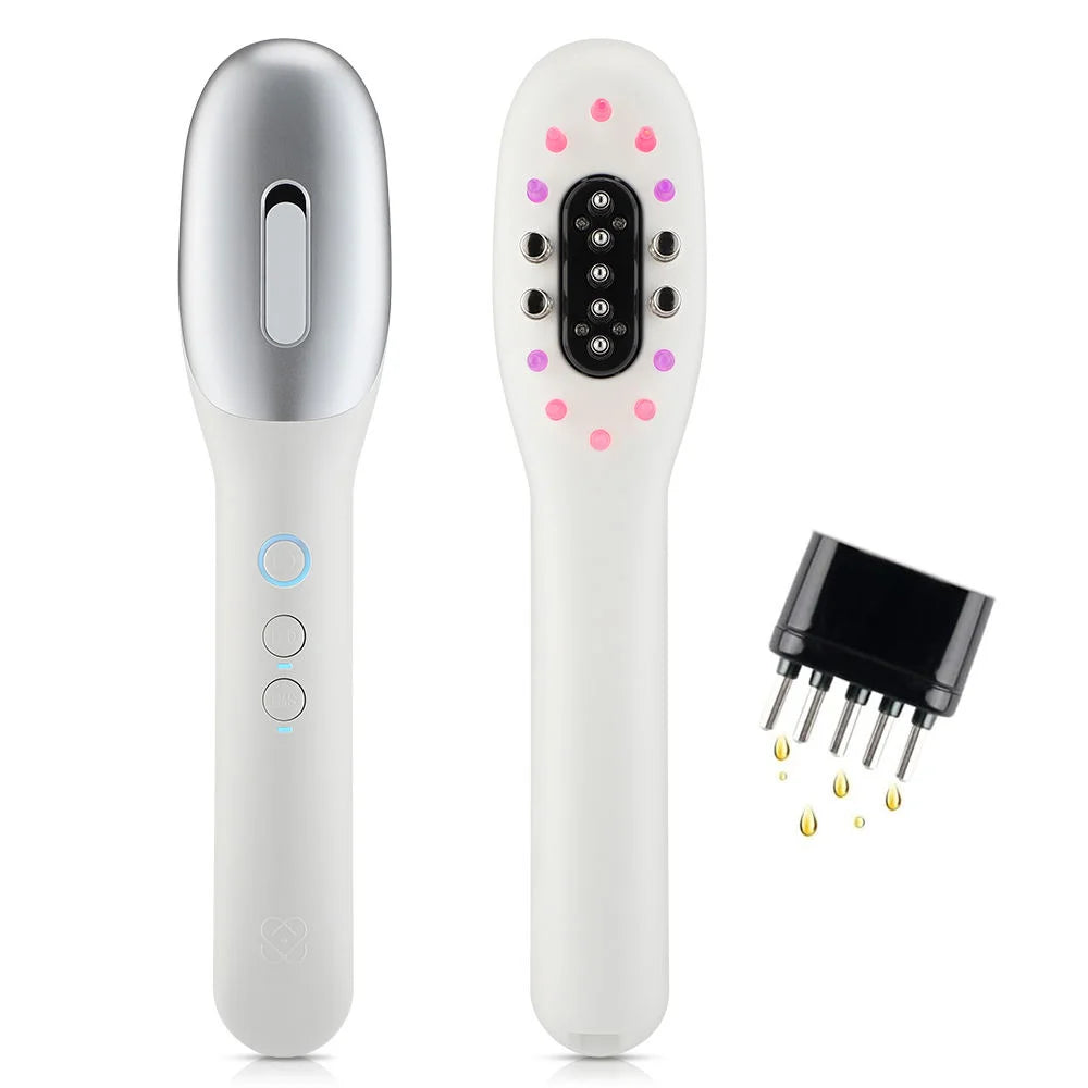 Pente massageador elétrico para couro cabeludo, ems, luz led, massageador de cabeça com aplicador de óleo de cabelo para couro cabeludo, relaxamento, crescimento do cabelo, adequado para todos os penteados