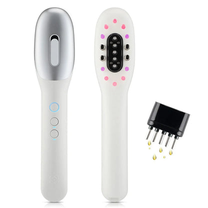 Pente massageador elétrico para couro cabeludo, ems, luz led, massageador de cabeça com aplicador de óleo de cabelo para couro cabeludo, relaxamento, crescimento do cabelo, adequado para todos os penteados