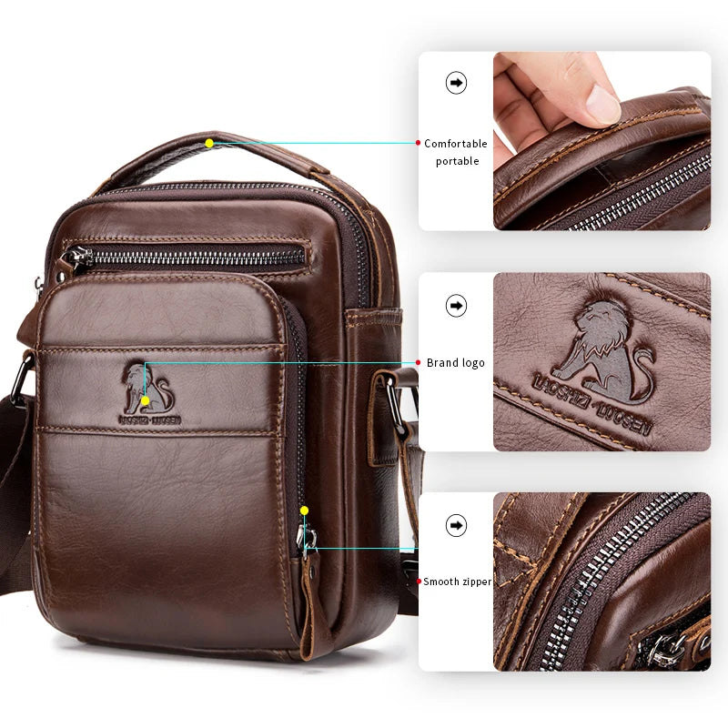 Sac bandoulière rétro en cuir pour homme – Cuir de vachette de qualité supérieure, style intemporel & Fonctionnalités quotidiennes