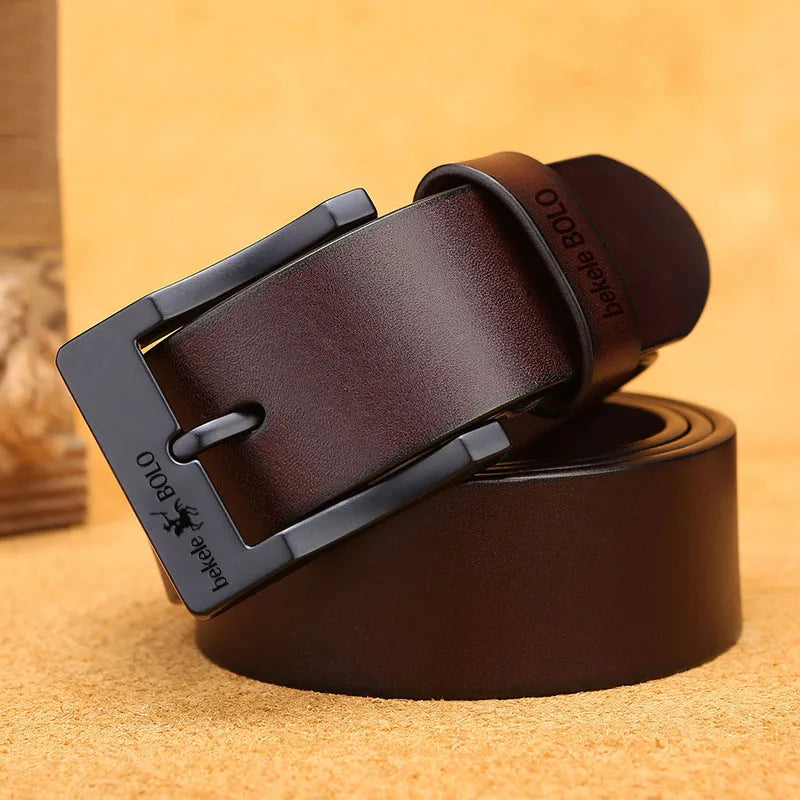 Læder unisex bælte – Fashion Alloy Buckle Luxury