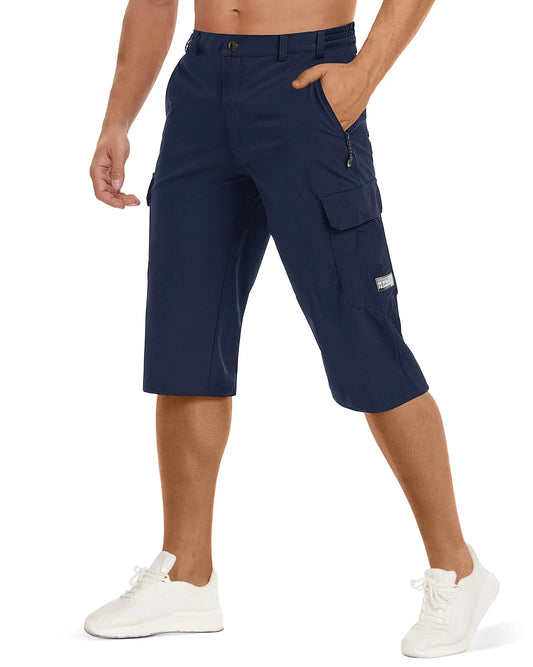 MIAMI TAC -Summer Quick Dry 3/4 Capri Pants Men's Casual Multi-Pockets Lightweight