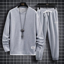 Set di waffle lounge da uomo-felpa e pantaloni casual di 2 pezzi
