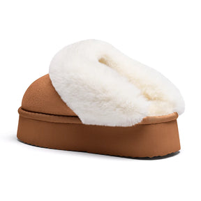 Slippers de plate-forme Funke Fluffy chaude - en daim doux, semelle Antisiskid et mousse à mémoire
