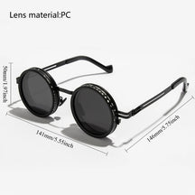 Sunglasses - Manual Dimming Sunglasses Vintage Steampunk Round Rotatable Adjustment Glasses Mountaineering Fishing Polarized Lenses
