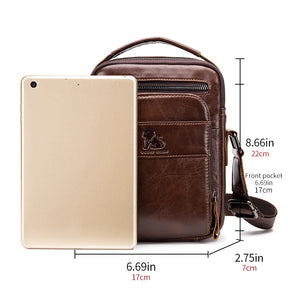 Sac bandoulière rétro en cuir pour homme – Cuir de vachette de qualité supérieure, style intemporel & Fonctionnalités quotidiennes