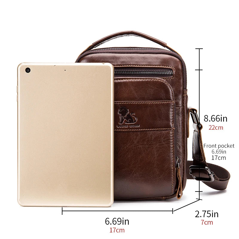 Sac bandoulière rétro en cuir pour homme – Cuir de vachette de qualité supérieure, style intemporel & Fonctionnalités quotidiennes