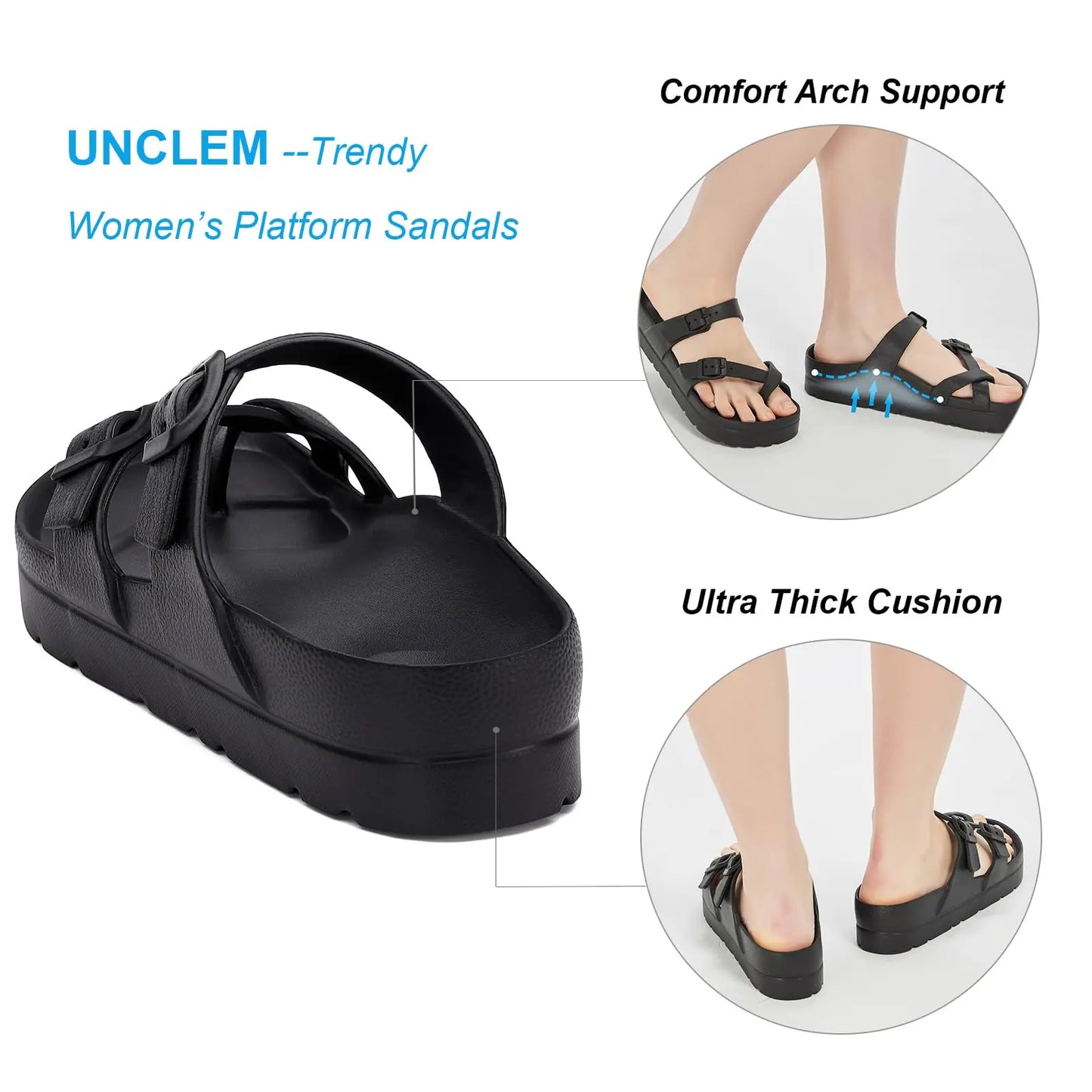 Sandálias femininas plataforma verão praia à prova d'água sandálias moda arco suporte almofada slides luz suave eva sapatos planos