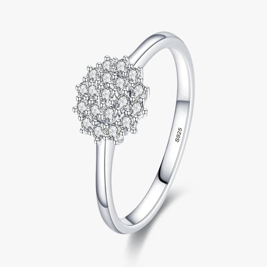 925 Sterling Silver Classic Sparkling Simple CZ Finger Ring Platinum Plated Wedding Jewelry For Women Gift