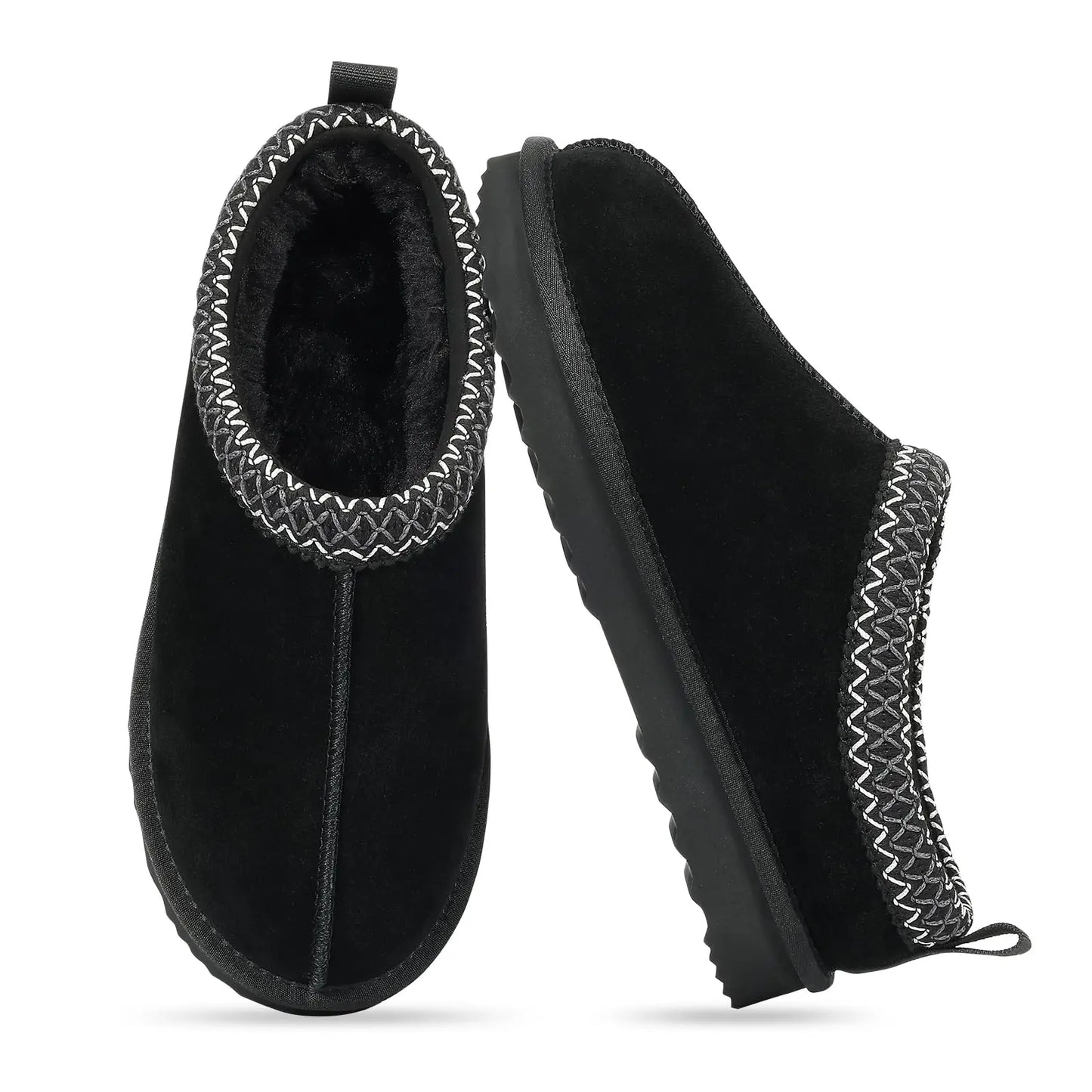 Chinelos de inverno unissex em camurça genuína felpuda – quente, macio & Conforto resistente à água