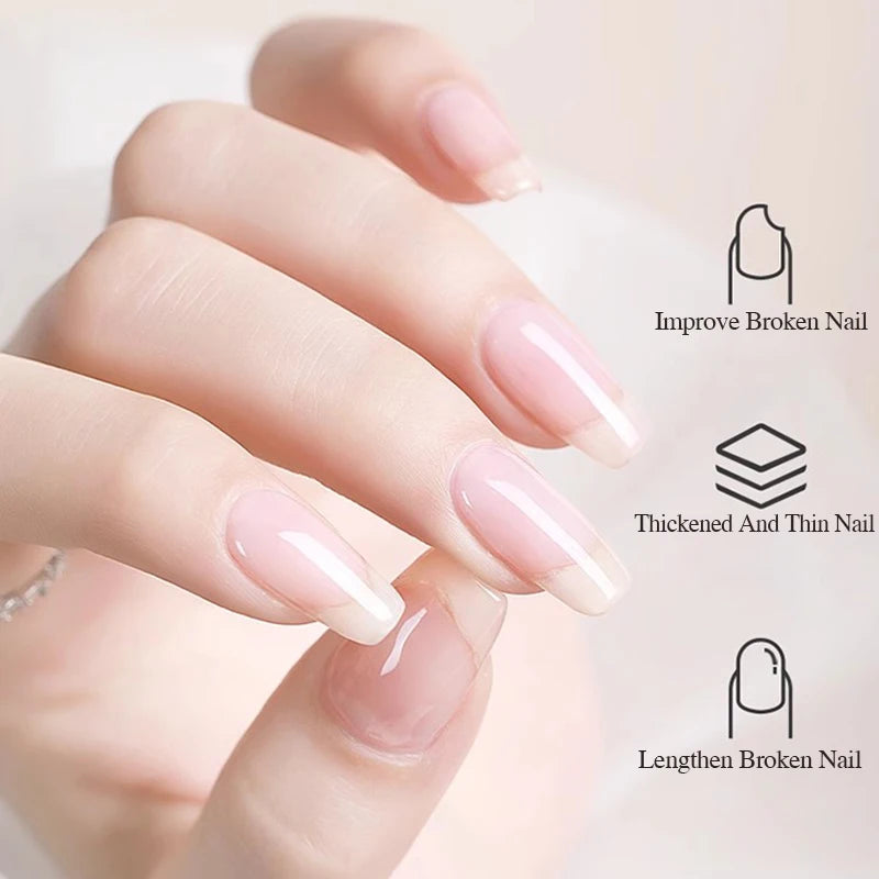15ml base de borracha de fibra de vidro gel esmalte para unhas quebradas reparado construção rápida transparente embebe fora verniz de gel de construção uv