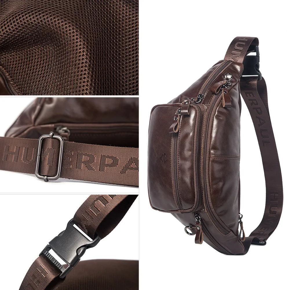 Midjeväska i äkta läder Casual Crossbody