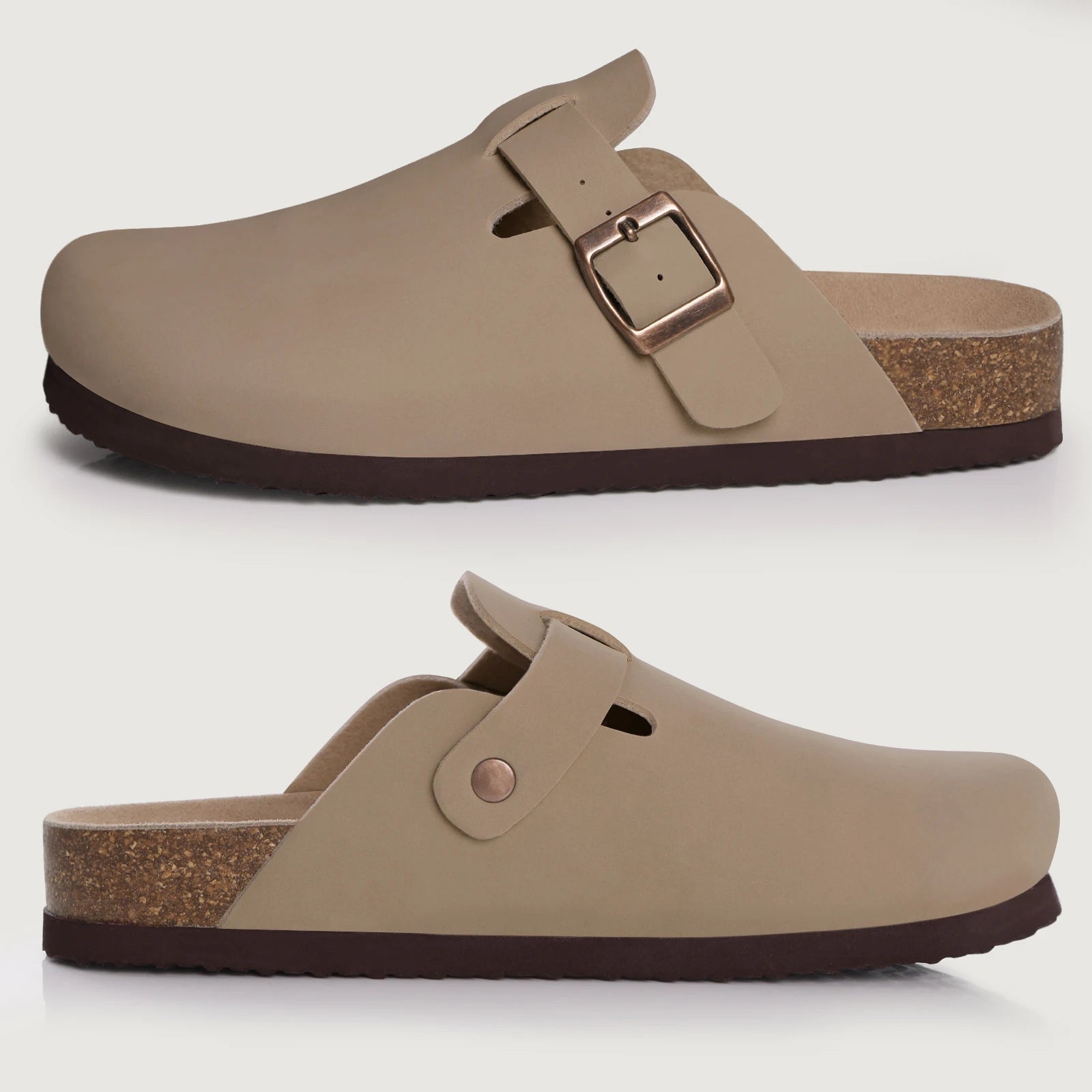 Genuine Suede Clogs – Unisex Comfort with Arch Support & Cork Footbed