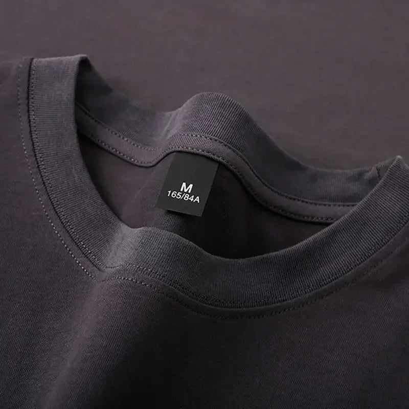Camiseta -600g Camiseta masculina de manga curta grossa de algodão puro resistente - alta qualidade