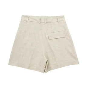 Women’s Linen Vest Shorts Set – V Neck Chic Summer Casual  Office Outfit