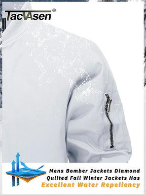 MIAMI TAC - Full Zip Quilted Bomber Jackets Mens Winter Padded Casual Jacket Outdoor Water Resistant Antifouling Coat Outwear Tops