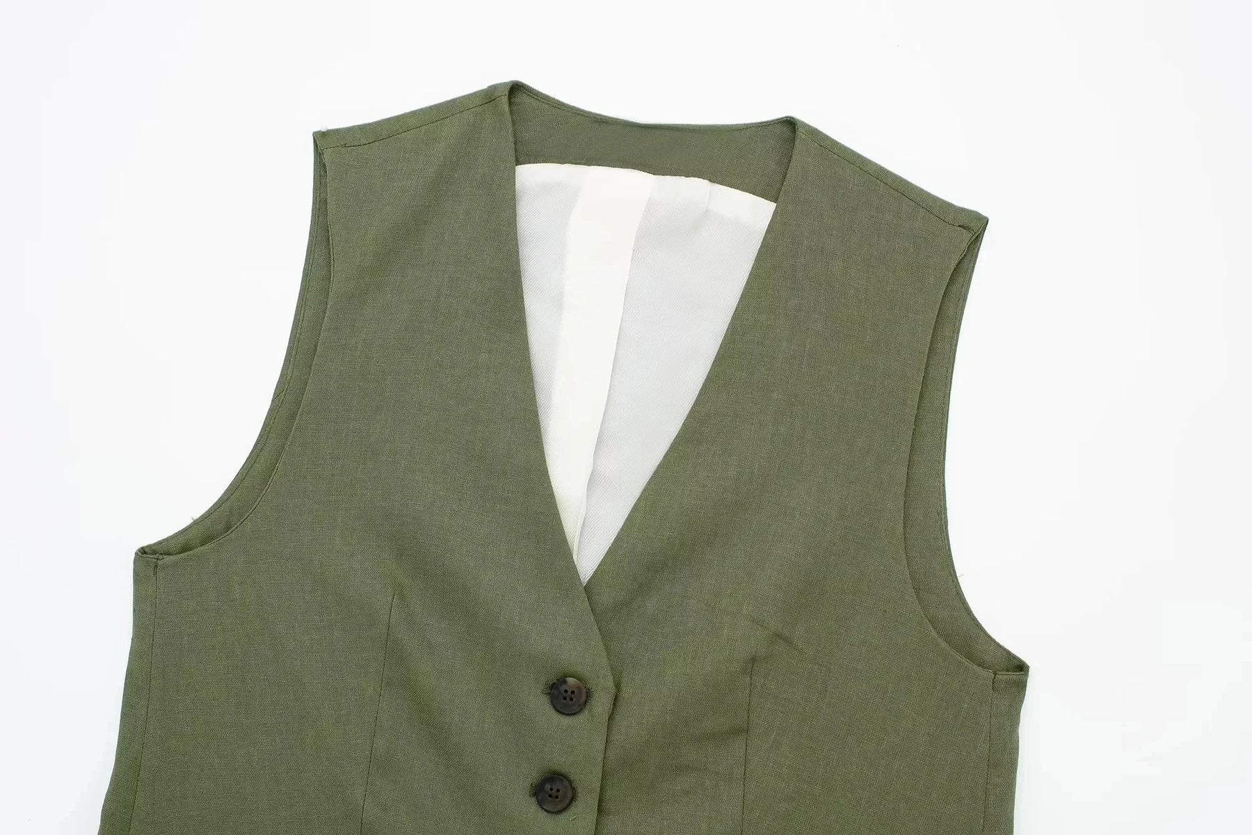 Women’s Linen Vest Shorts Set – V Neck Chic Summer Casual  Office Outfit