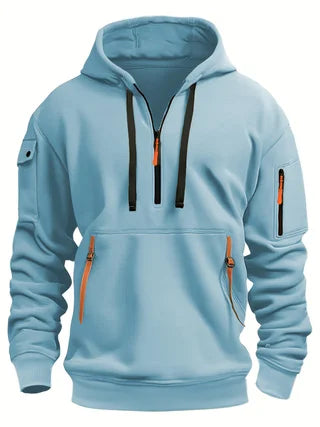 Caperos de moda casual para hombres-sudadera de pulverización de medio zip para primavera y otoño | Chaqueta de estilo de fitness y calles