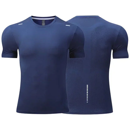 Herr sommar Lös andas kortärmad utomhuscykling Quick Dry Topp Löparträningsoveraller Fitness T-shirts Muscle Tights