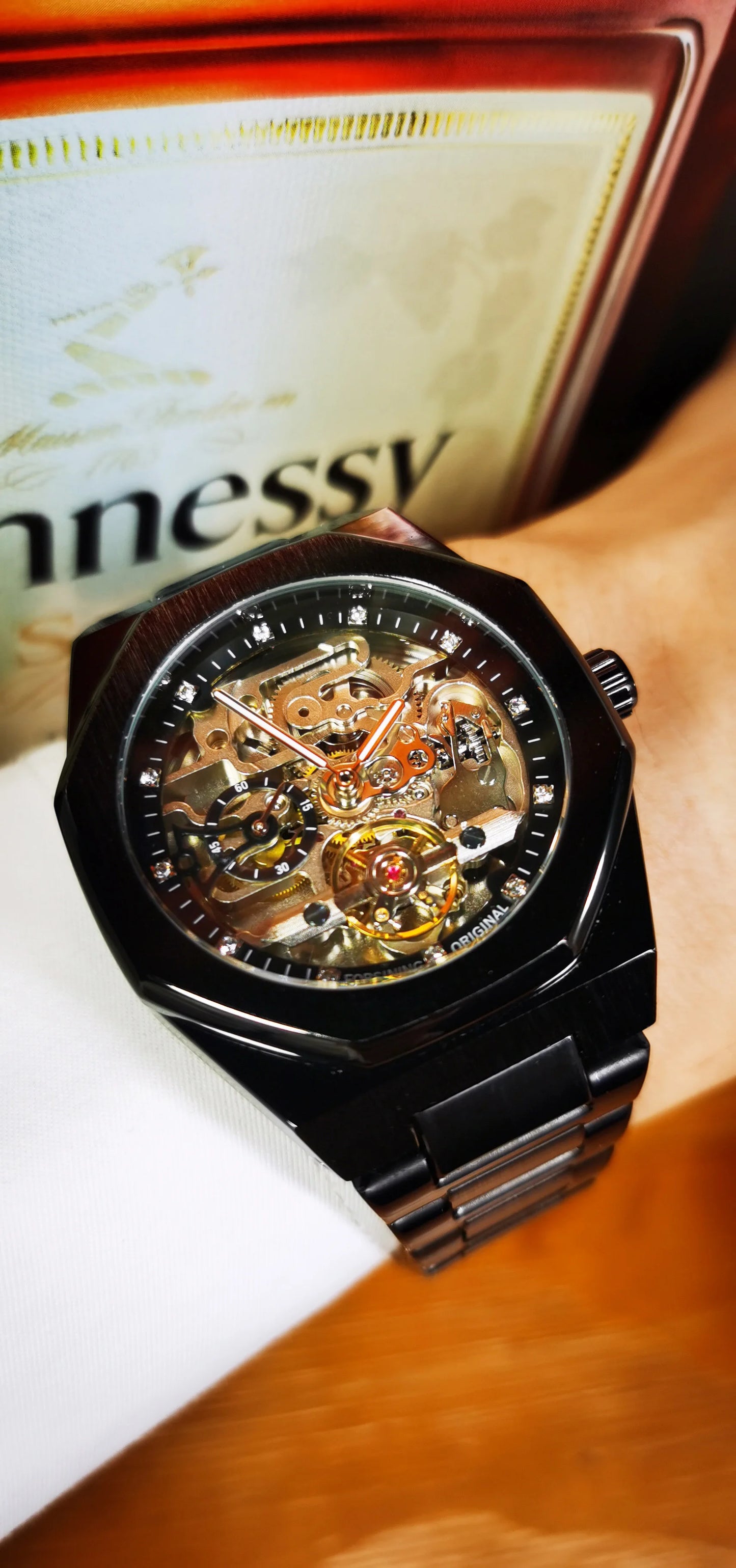 MIAMI DESIGN-Reloj Automático plateado para hombre, esfera de diamante 3D, Tourbillon Irregular, relojes de pulsera mecánicos con esqueleto, reloj con manecillas luminosas