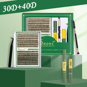 Iseen DIY segmentée fausses de cils ensemble de cils de grande capacité livre de cils en cluster avec de la colle, retirer la colle, twezeer, pinceau