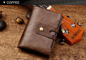 Design de Miami - Humer ™ Retro Wallet Unisex RFID - Anti -theft - anti -pickpocket -genuine cuero de cuero con cremallera soporte de monedas de monedas de monedas de monedas