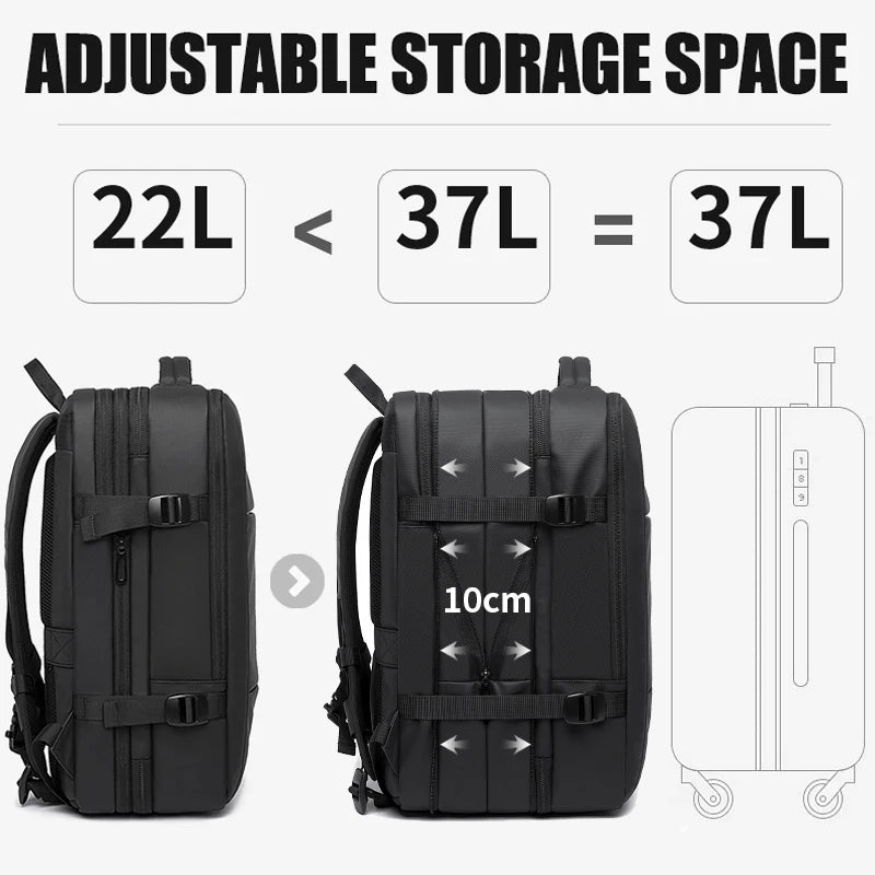 Expandable Waterproof Travel Backpack – Fits 17.3" Laptop – Large Capacity for Travel, Business & Outdoor – Unisex