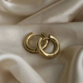 Women's Stainless Steel Hoop Earrings – Smooth, Chunky Round Huggie Jewelry - 20mm
