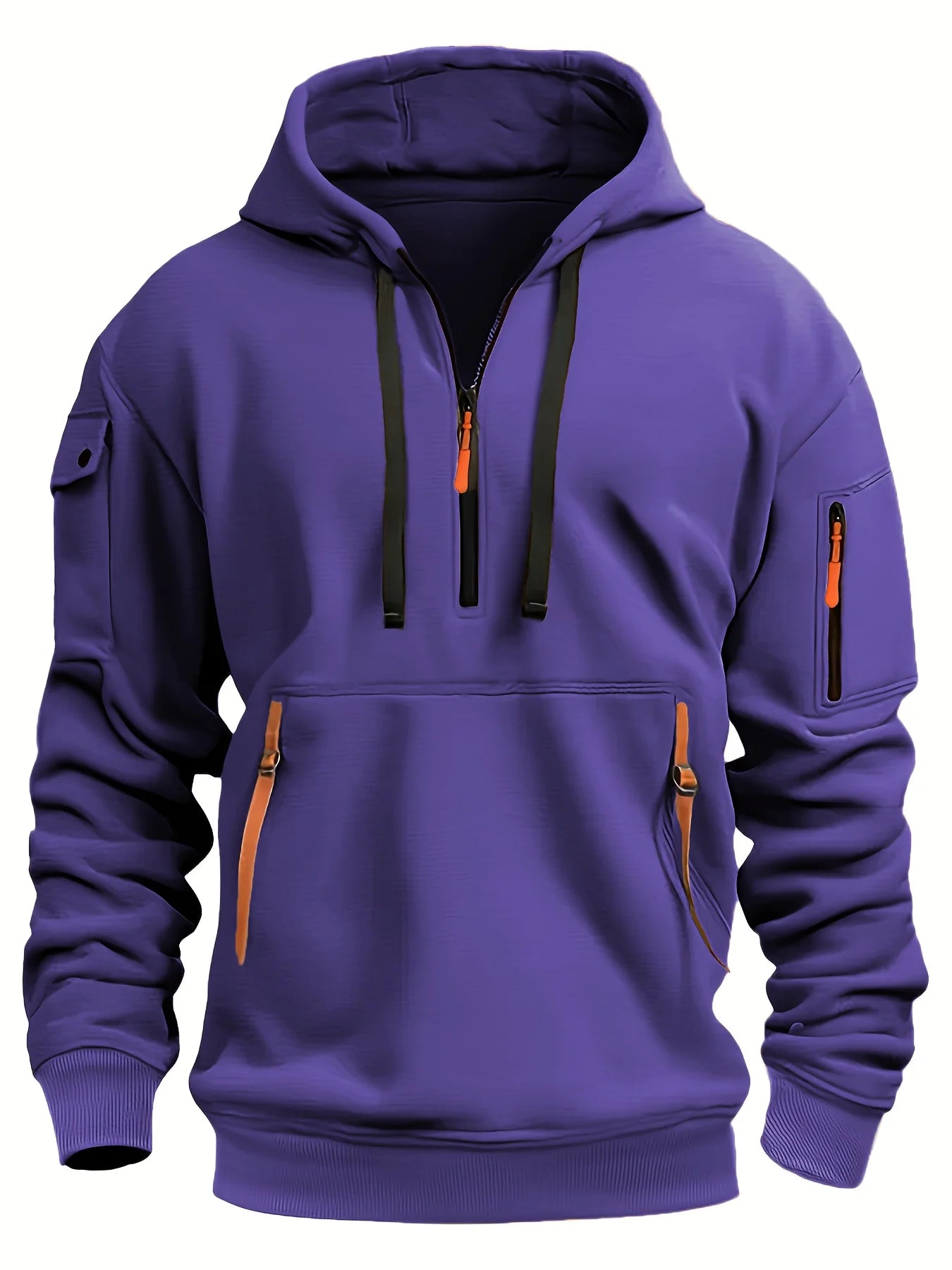 Caperos de moda casual para hombres-sudadera de pulverización de medio zip para primavera y otoño | Chaqueta de estilo de fitness y calles
