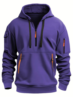 Caperos de moda casual para hombres-sudadera de pulverización de medio zip para primavera y otoño | Chaqueta de estilo de fitness y calles