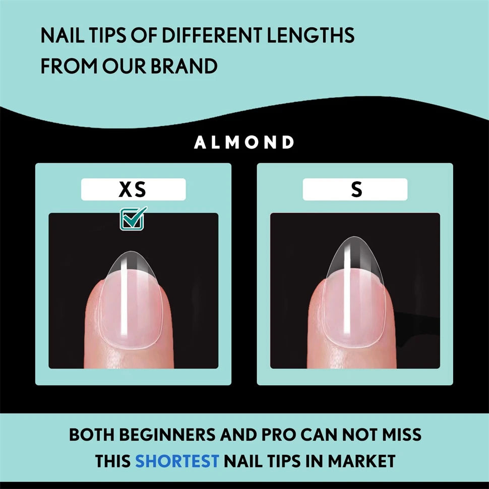 600 Stück Zubehör für weiche Gel-X-Nagelspitzen, vollständige Abdeckung, künstliche Nagelspitzen für Acrylnägel, Gel, extra kurze Mandel-Nagelspitzen, quadratisch, mittelgroß