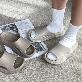 Heren rustige slippers-zachte stille niet-slip binnen/buiten glijbanen lichtgewicht ademend ademend kussenszool anti-skid