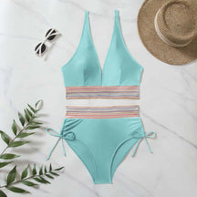 Color sólido Bikini Set Fashion Fashion High Wisting separado Patchwork trajera de trajes de traje de trajes