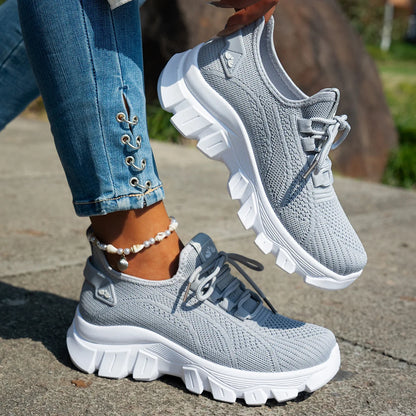 Forårsstrikkede sko til kvinder Lette åndbare morsko Plus Size Komfort Skridsikker afslappet flad sål Slip-On