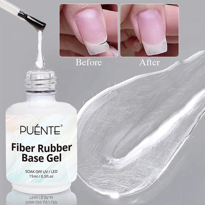 15ml base de borracha de fibra de vidro gel esmalte para unhas quebradas reparado construção rápida transparente embebe fora verniz de gel de construção uv
