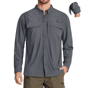 MIAMI TAC Men’s Quick-Dry Long Sleeve Shirt – UPF 50+ Sun Protection, Breathable Mesh & Outdoor Performance