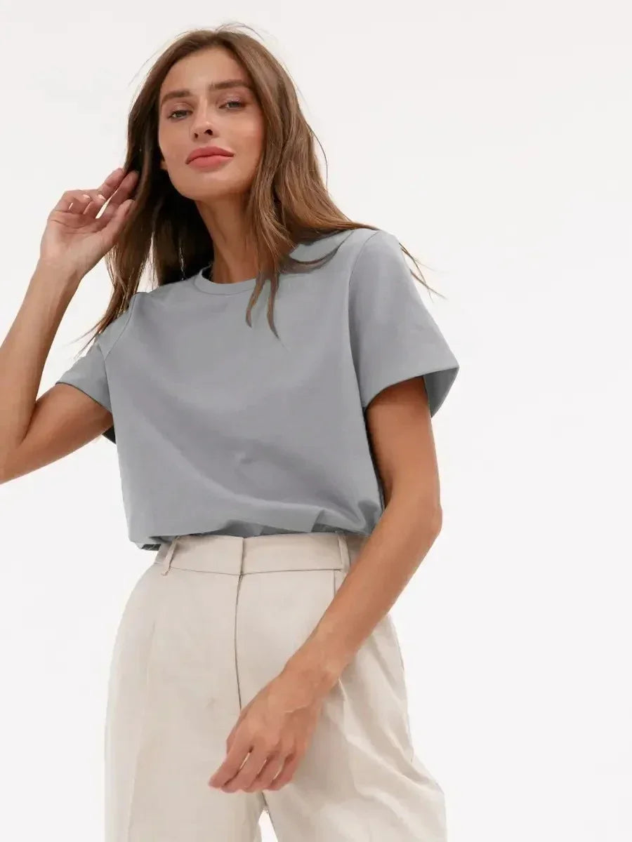 Frauen T-Shirt 100% Baumwollboden grundlegend modische Tops-Shirts 230g/㎡