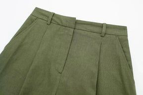 Women’s Linen Vest Shorts Set – V Neck Chic Summer Casual  Office Outfit