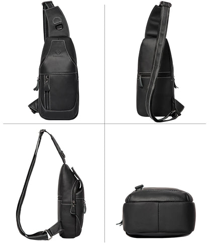Miami Design- HUMER™ Unisex ægte læder-slyngetaske – Anti-tyveri & Anti-lommetomme-design – til rejser, vandring og bybrug