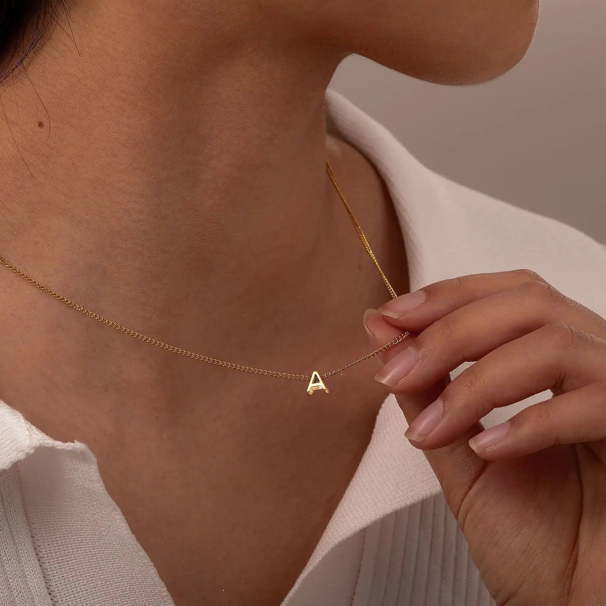 Chic Tiny A-Z Letters Necklaces for Women Girls, Gold Color Stainless Steel Initial Chokers,Small Pendent Necklaces Jewelry