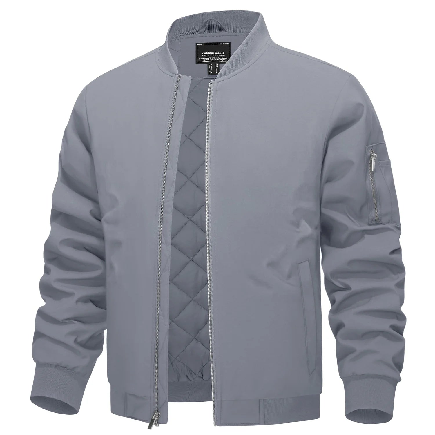MIAMI TAC - Full Zip Quilted Bomber Jackets Mens Winter Padded Casual Jacket Outdoor Water Resistant Antifouling Coat Outwear Tops