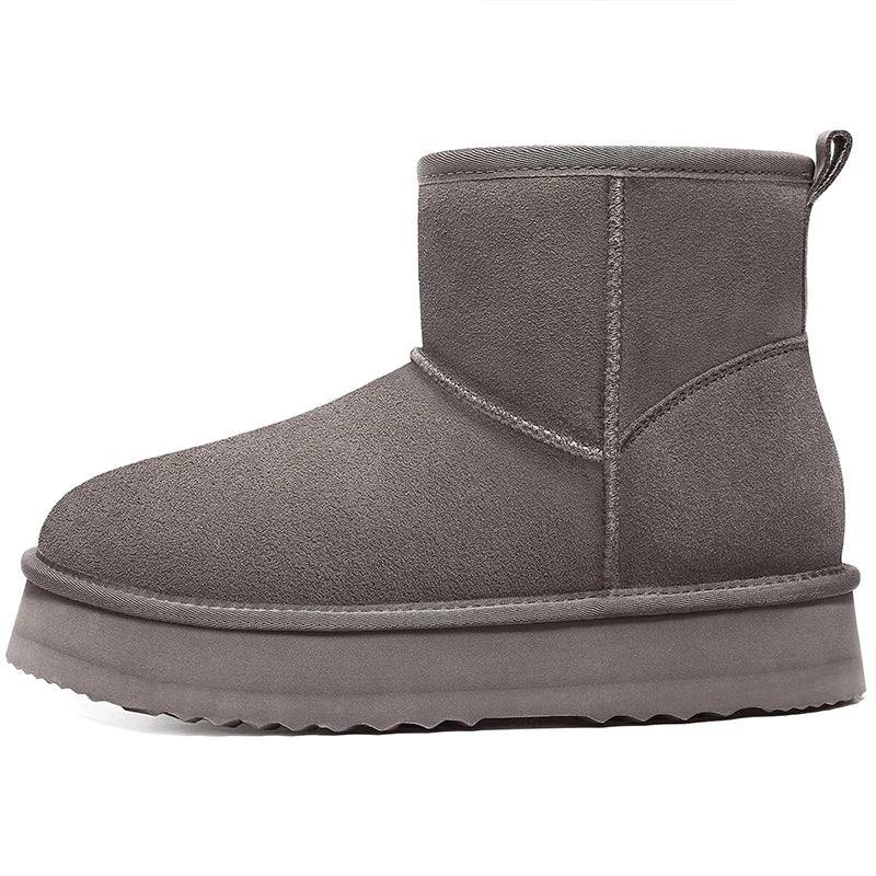 Women’s Warm Mini Mid-Calf Snow Boots – Thick-Bottomed, Fur-Lined Suede, Ultra-Comfortable Winter Shoes